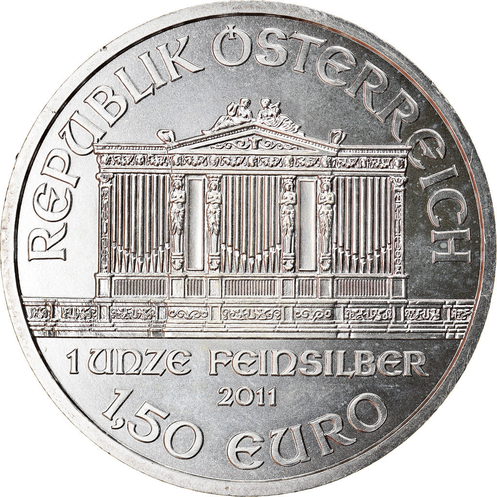 Austria, Philharmonic Orchestra, 1-1/2 Euro, 2011, 1 Oz, MS(64), Silver