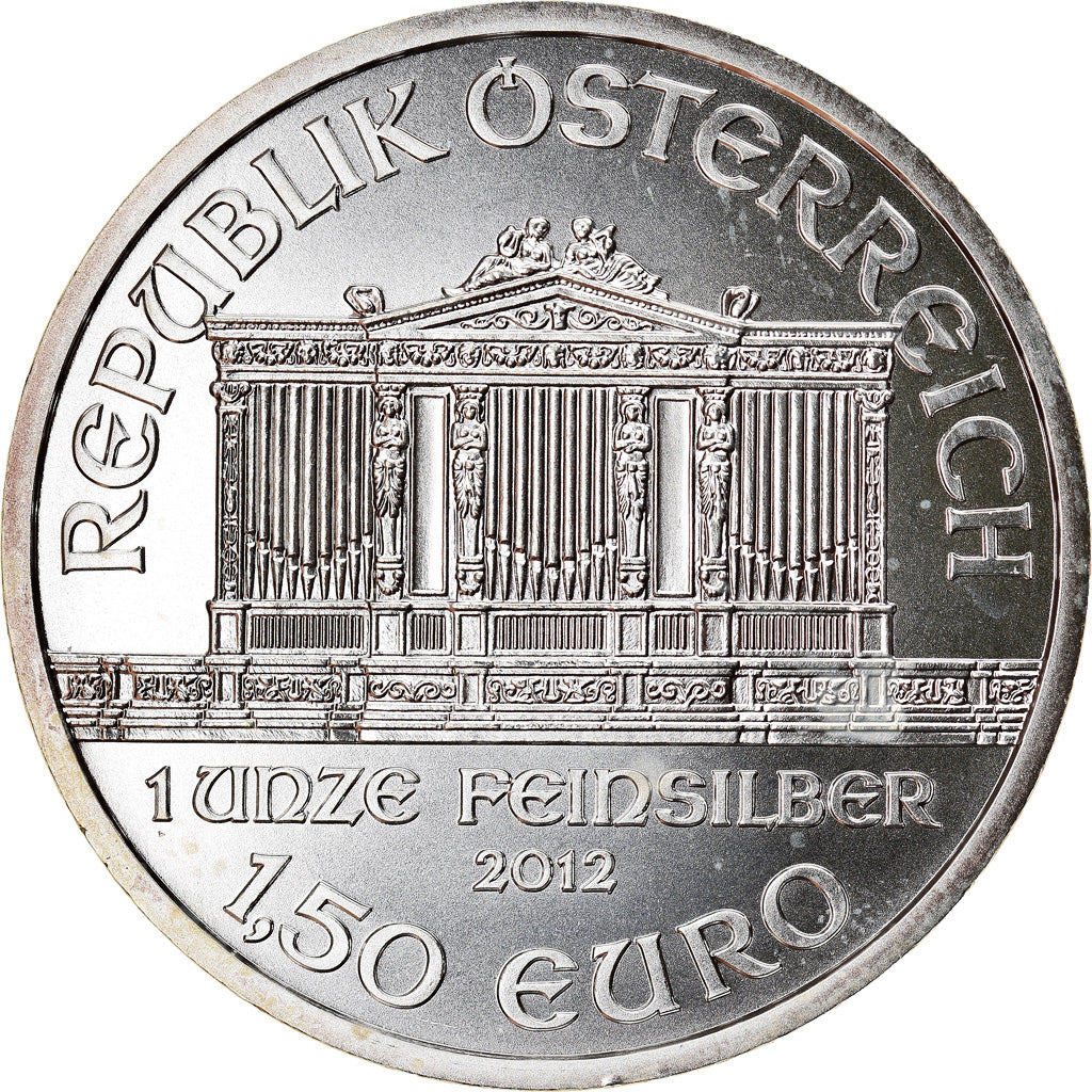 Oostenrijk, Philharmonic Orchestra, 1-1/2 Euro, 2012, 1 Oz, UNC, Zilver