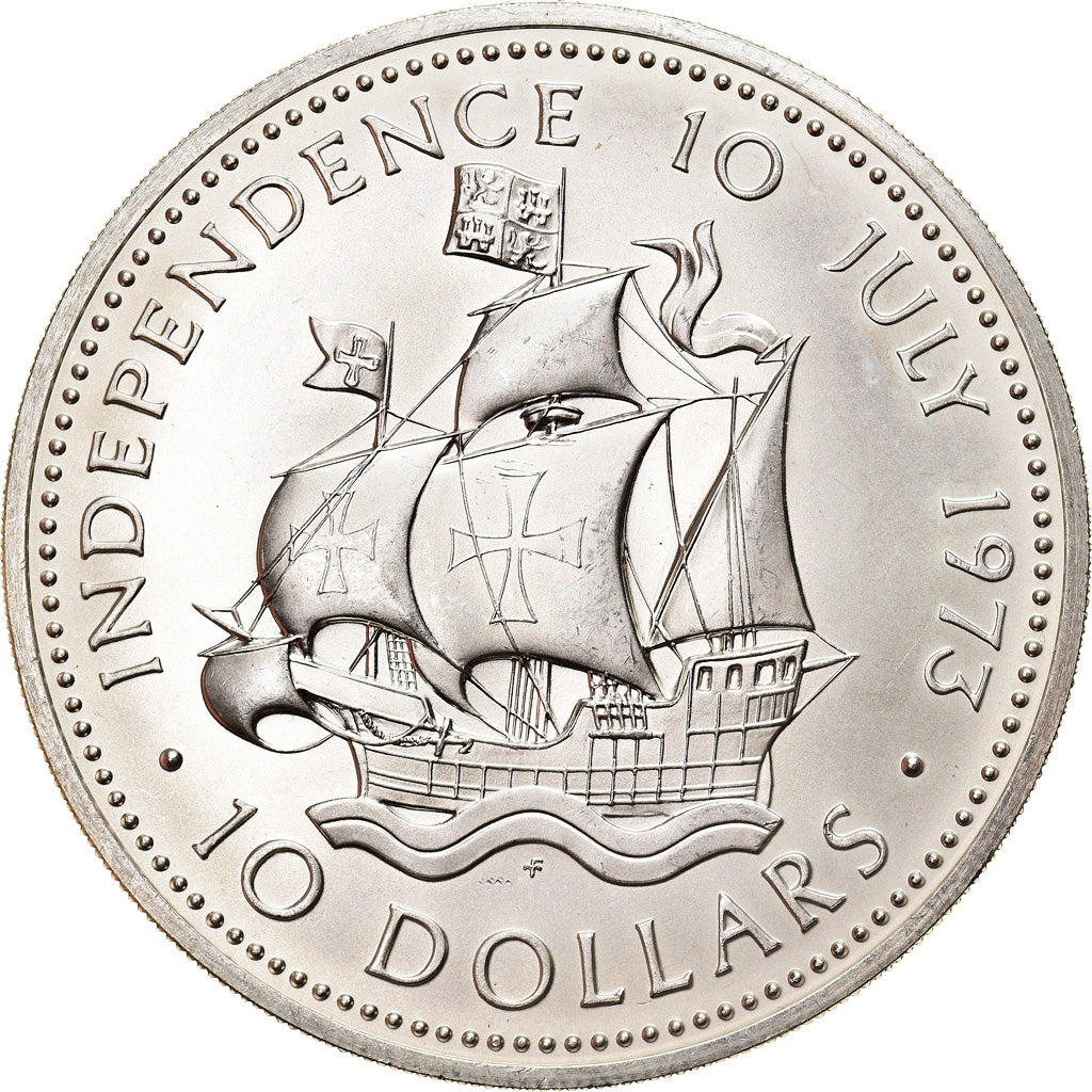 Coin, Bahamas, Elizabeth II, Independence 10 July 1973, 10 Dollars, 1973