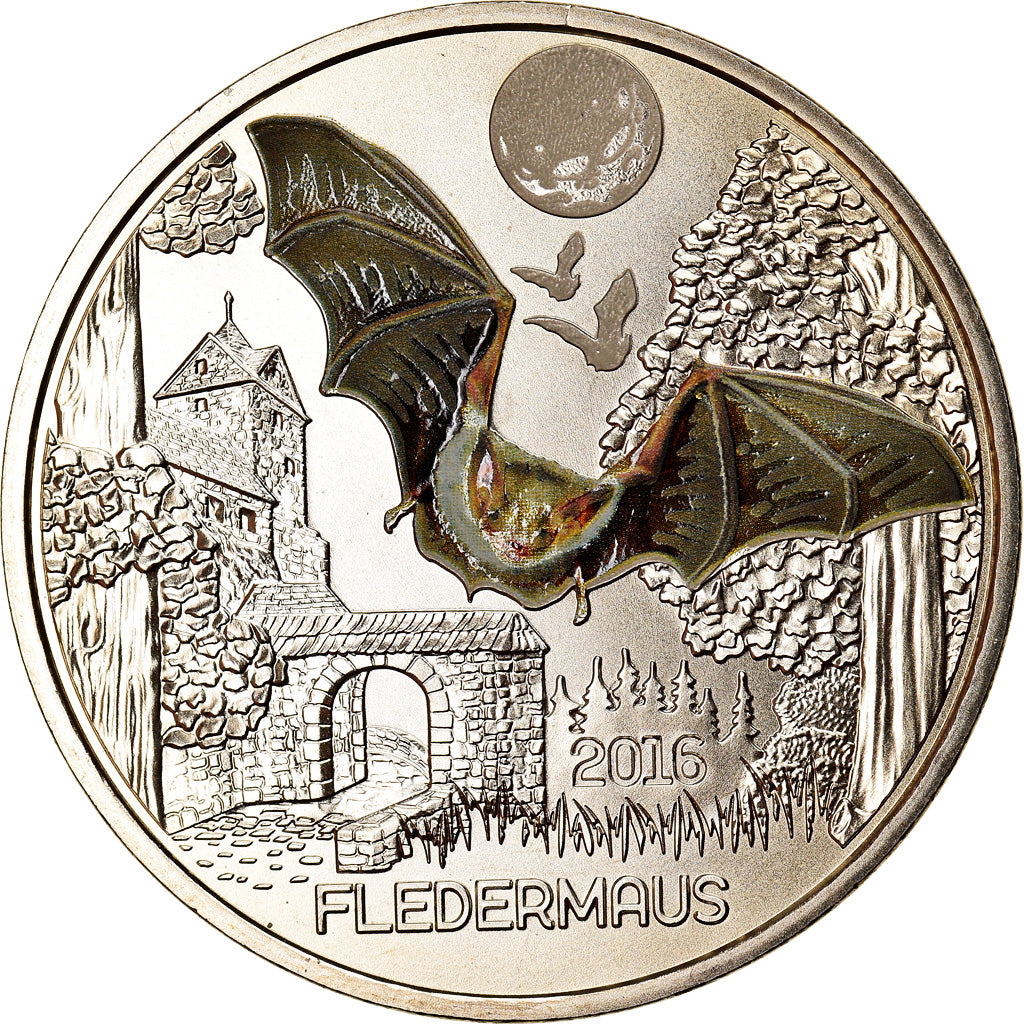 Austria, 3 Euro, The Bat, 2016, Colourized, FDC, Rame-nichel