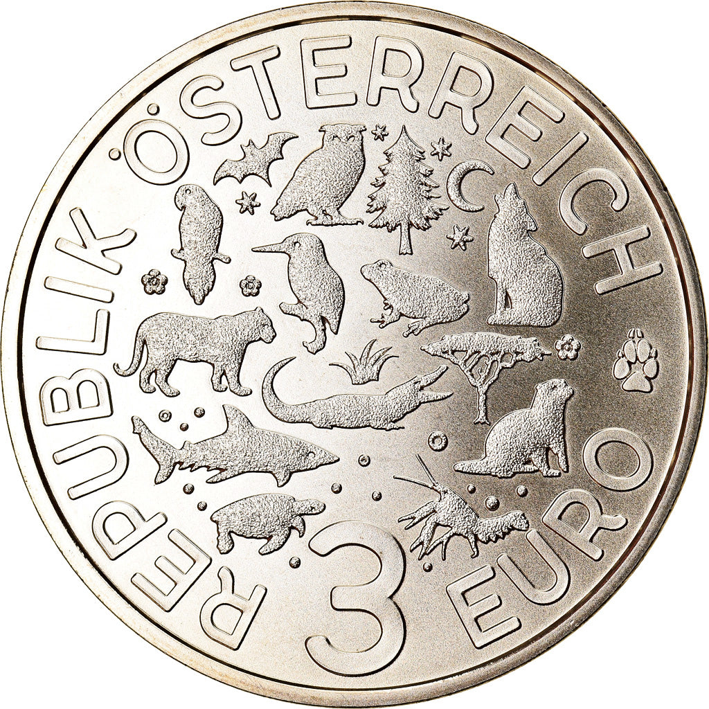 Austria, 3 Euro, The Bat, 2016, Colourized, FDC, Rame-nichel