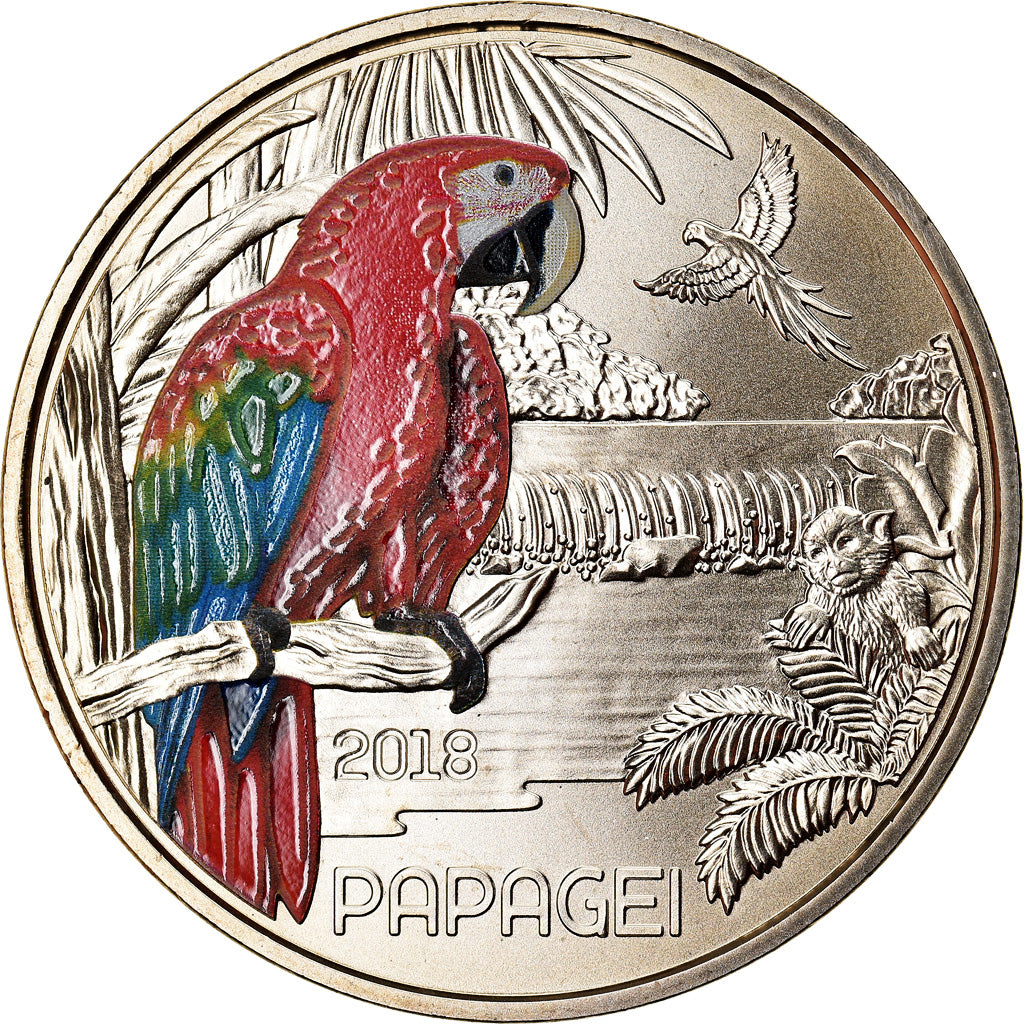 Austria, 3 Euro, The Parrot, 2018, Colourized, FDC, Rame-nichel