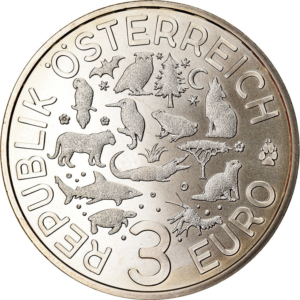 Austria, 3 Euro, The Parrot, 2018, Colourized, FDC, Rame-nichel
