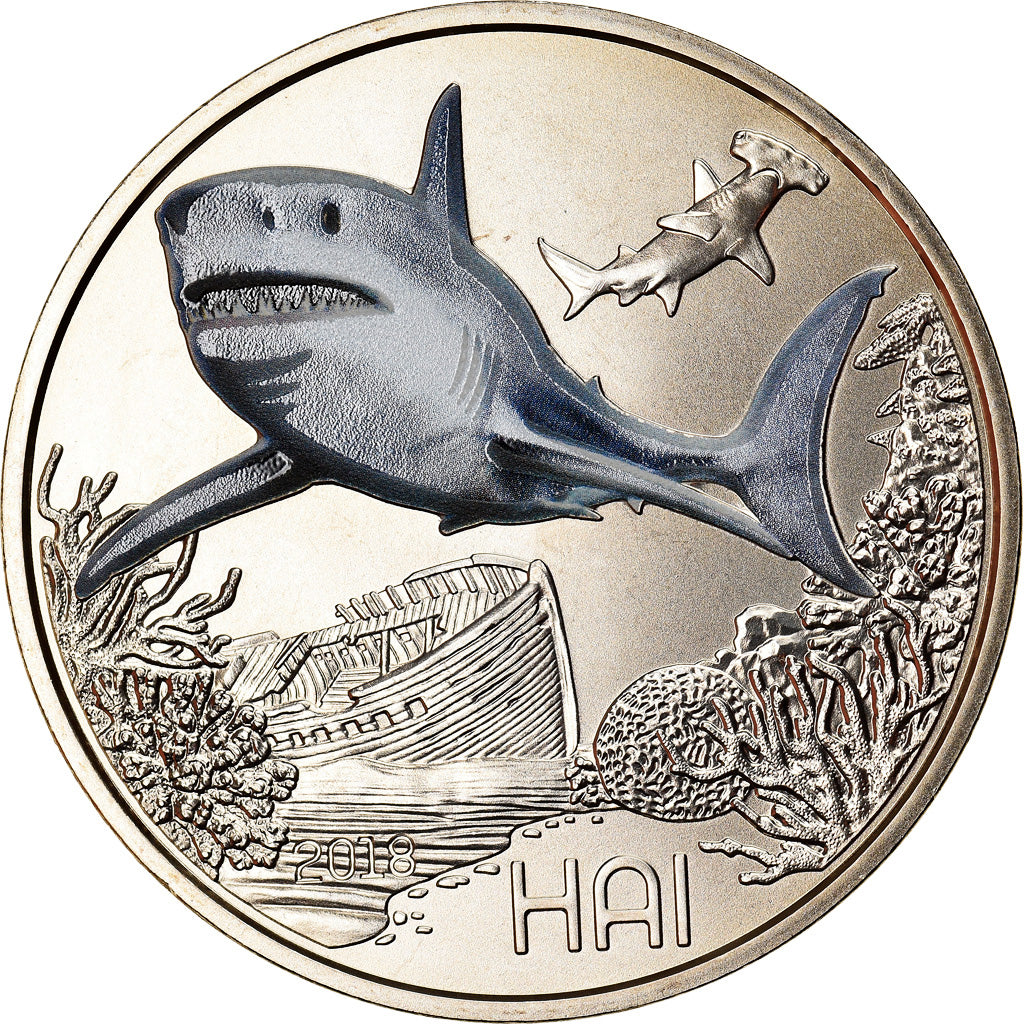 Austria, 3 Euro, The Shark, 2018, Colourized, FDC, Rame-nichel
