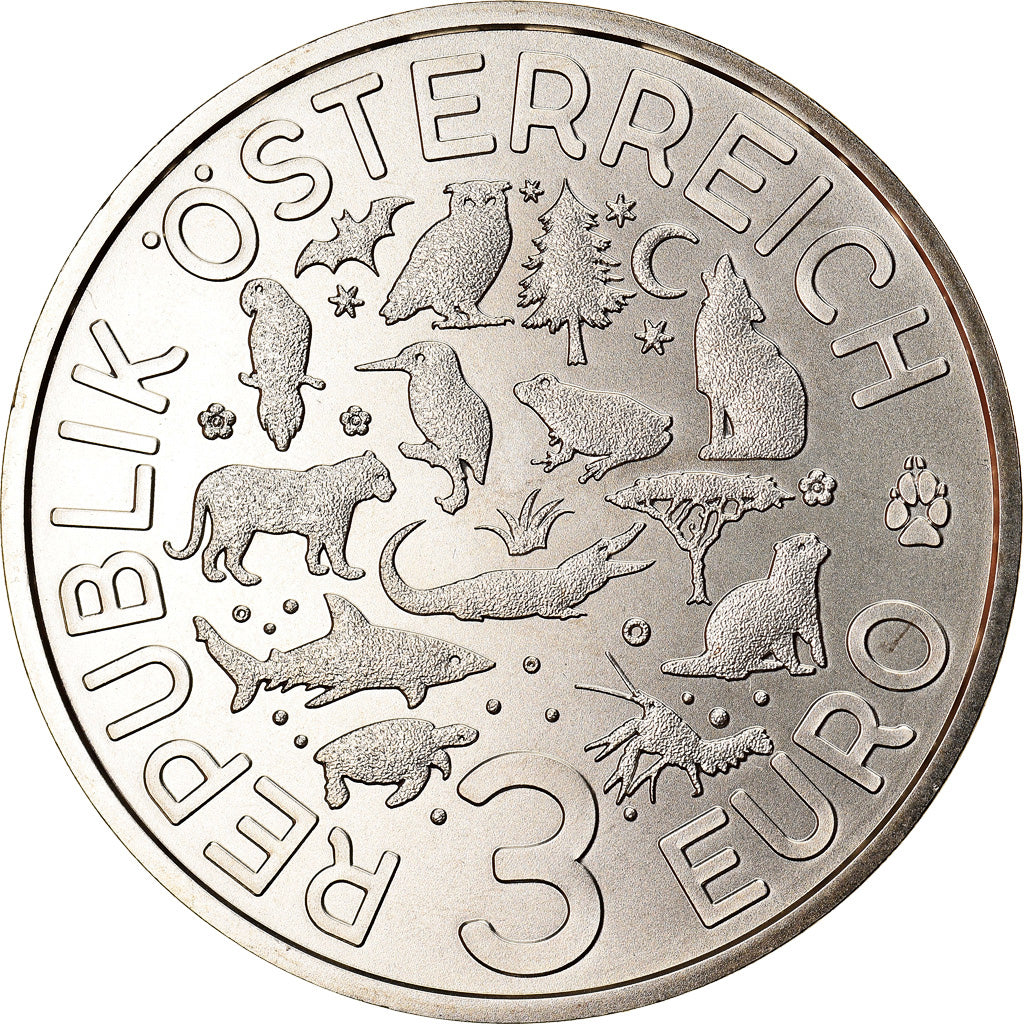 Austria, 3 Euro, The Shark, 2018, Colourized, FDC, Rame-nichel