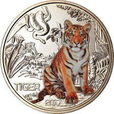 Austria, 3 Euro, The Tiger, 2017, Colourized, MS(65-70), Copper-nickel