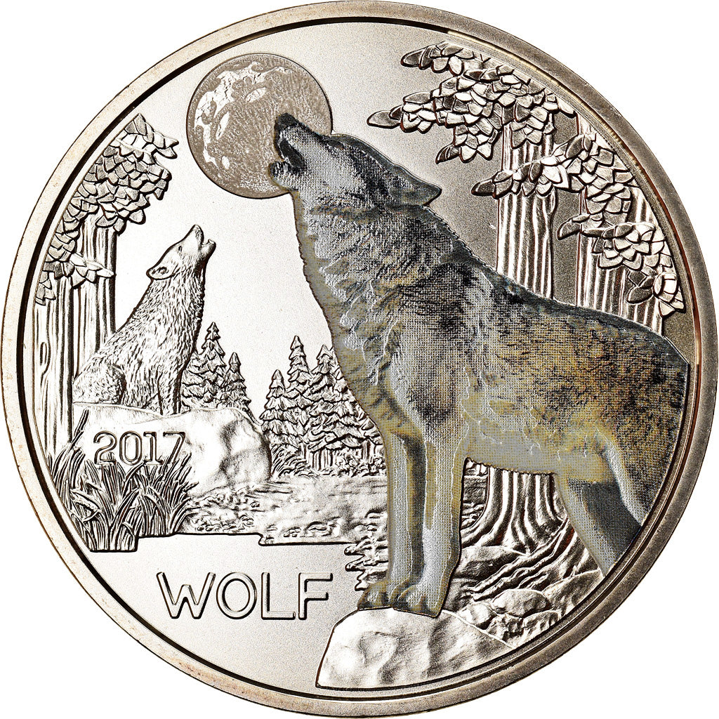 Österreich, 3 Euro, The Wolf, 2017, Colourized, STGL, Copper-nickel