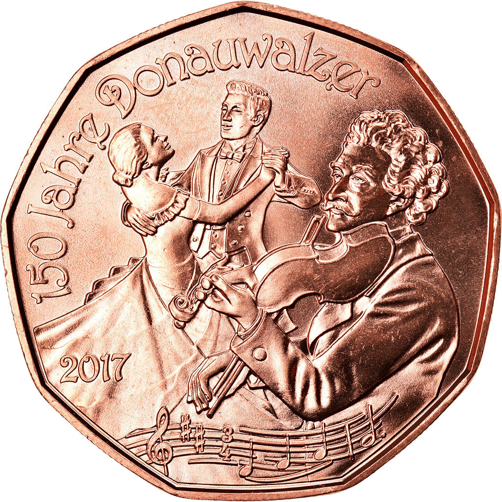 Austria, 5 Euro, 150 years danube waltz, 2017, MS(65-70), Copper