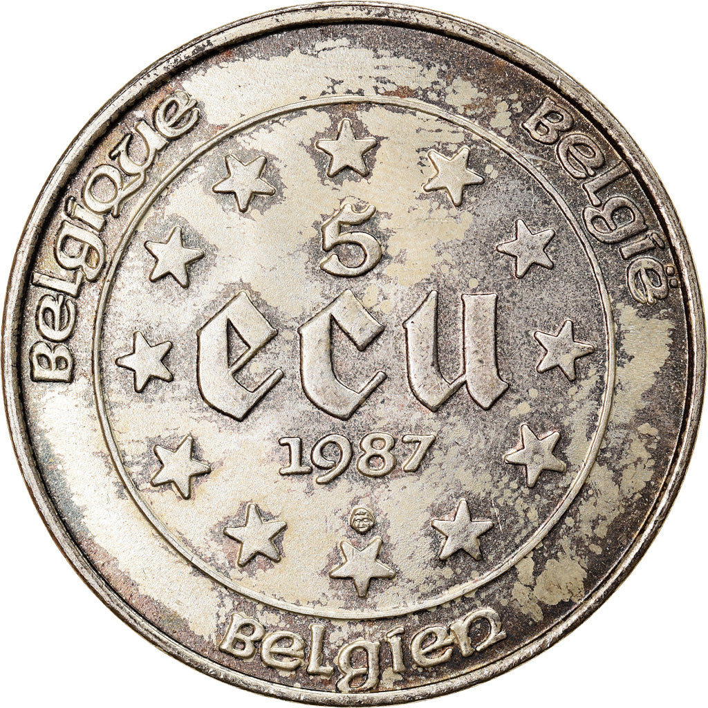 Moneda, Bélgica, 5 Ecu, 1987, EBC+, Plata, KM:166