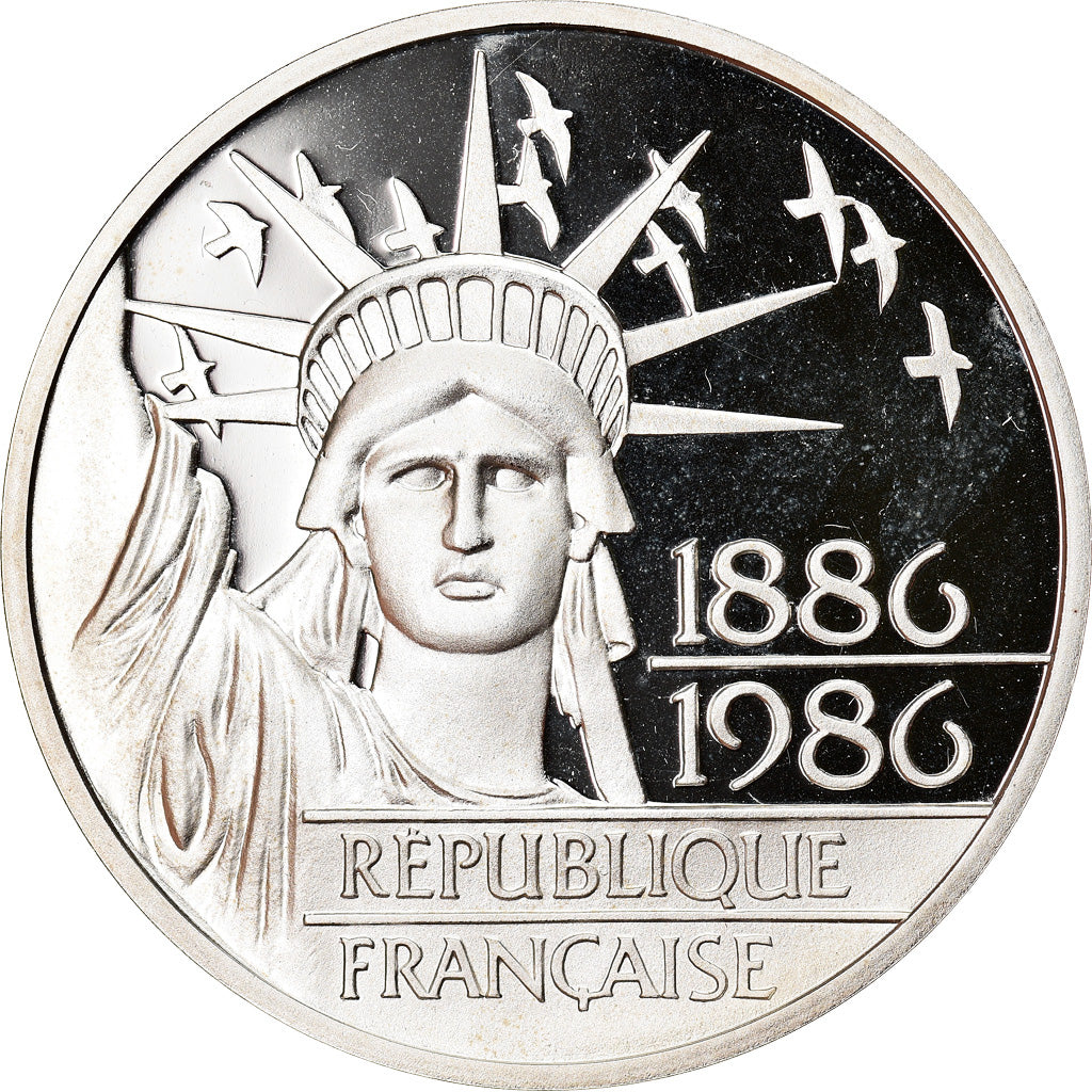 Moneta, Francia, Statue de la Liberté, 100 Francs, 1986, Proof, FDC, Argento