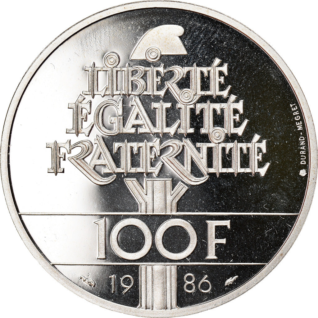 Moneta, Francia, Statue de la Liberté, 100 Francs, 1986, Proof, FDC, Argento