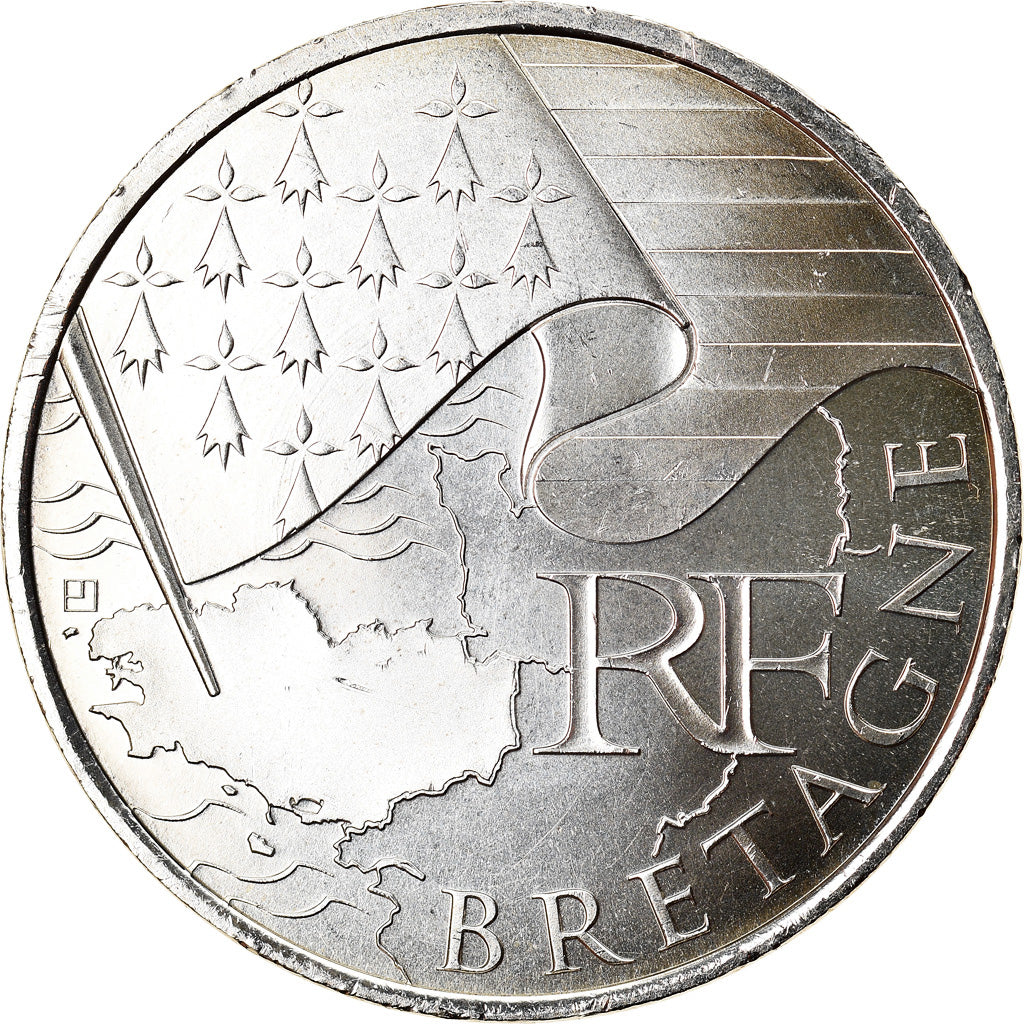 France, 10 Euro, Bretagne, 2010, Paris, MS(64), Silver, KM:1648
