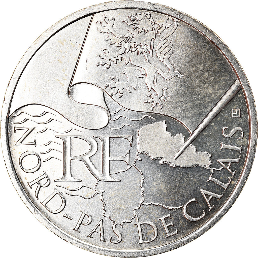 France, 10 Euro, Nord-Pas de Calais, 2010, Paris, MS(63), Silver, Gadoury:EU399