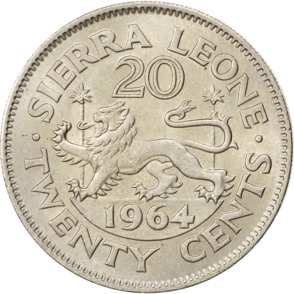 SIERRA LEONE, 20 Cents, 1964, British Royal Mint, KM #20, MS(63),...