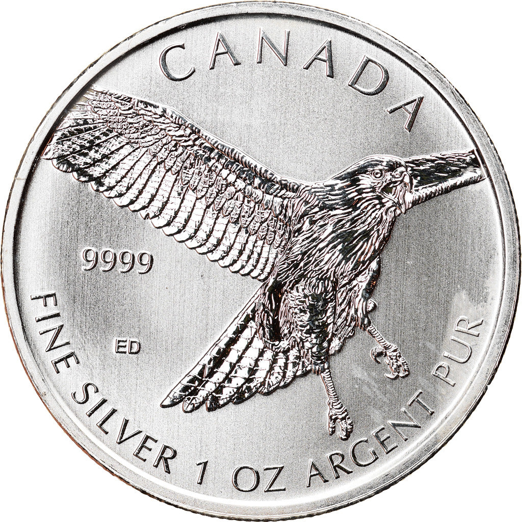 Moneda, Canadá, Red-tailed Hawk, 5 Dollars, 2015, 1 Oz, FDC, Plata