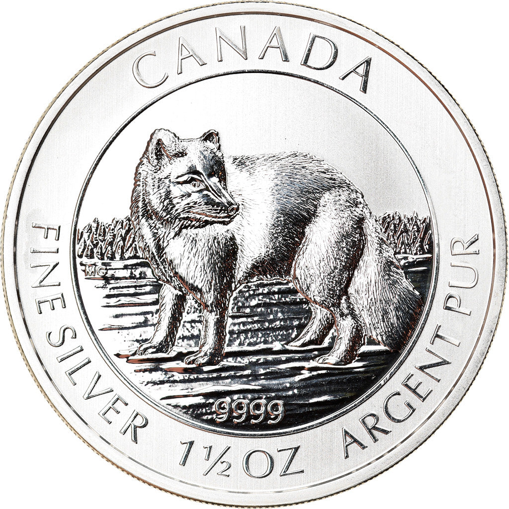 Moneta, Canada, Arctic Fox, 8 Dollars, 2014, 1-1/2 Oz, FDC, Argento