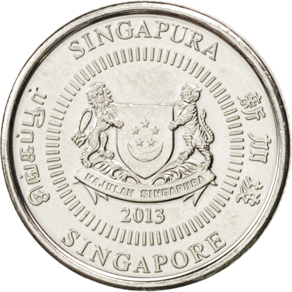 Coin, Singapore, 10 Cents, 2013, MS(63), Cupro-nickel, KM:New