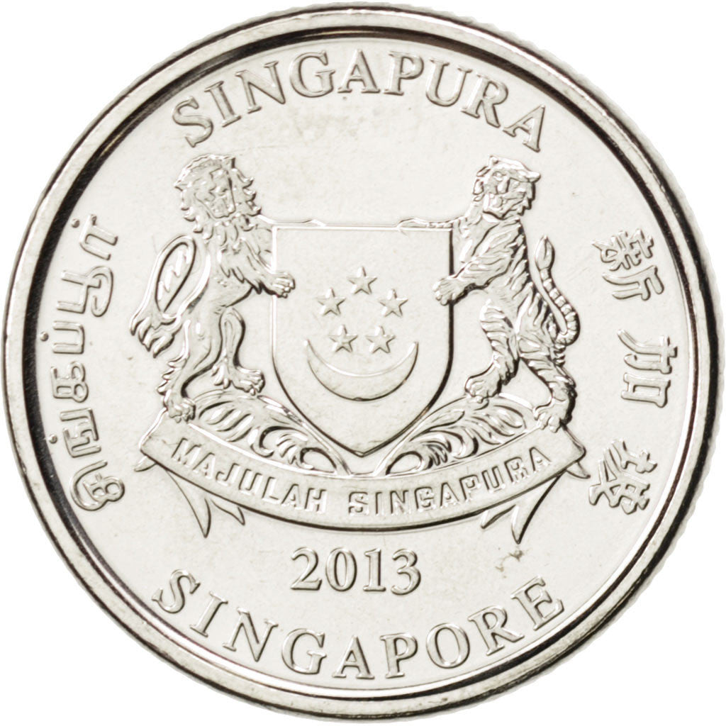 Coin, Singapore, 20 Cents, 2013, MS(63), Cupro-nickel, KM:New