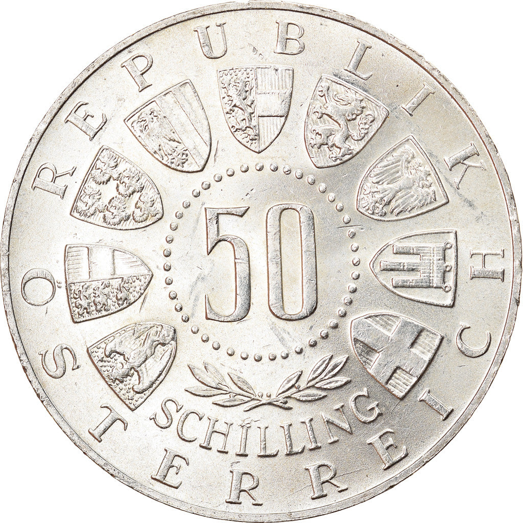 Moneta, Austria, Olympische Winterspiele, 50 Schilling, 1964, MS(63), Srebro