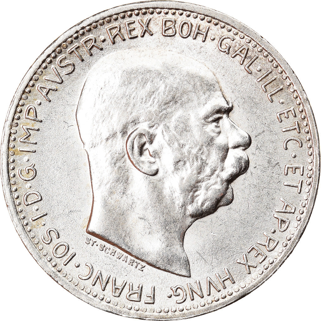 Moeda, Áustria, Franz Joseph I, Corona, 1914, MS(60-62), Prata, KM:2820
