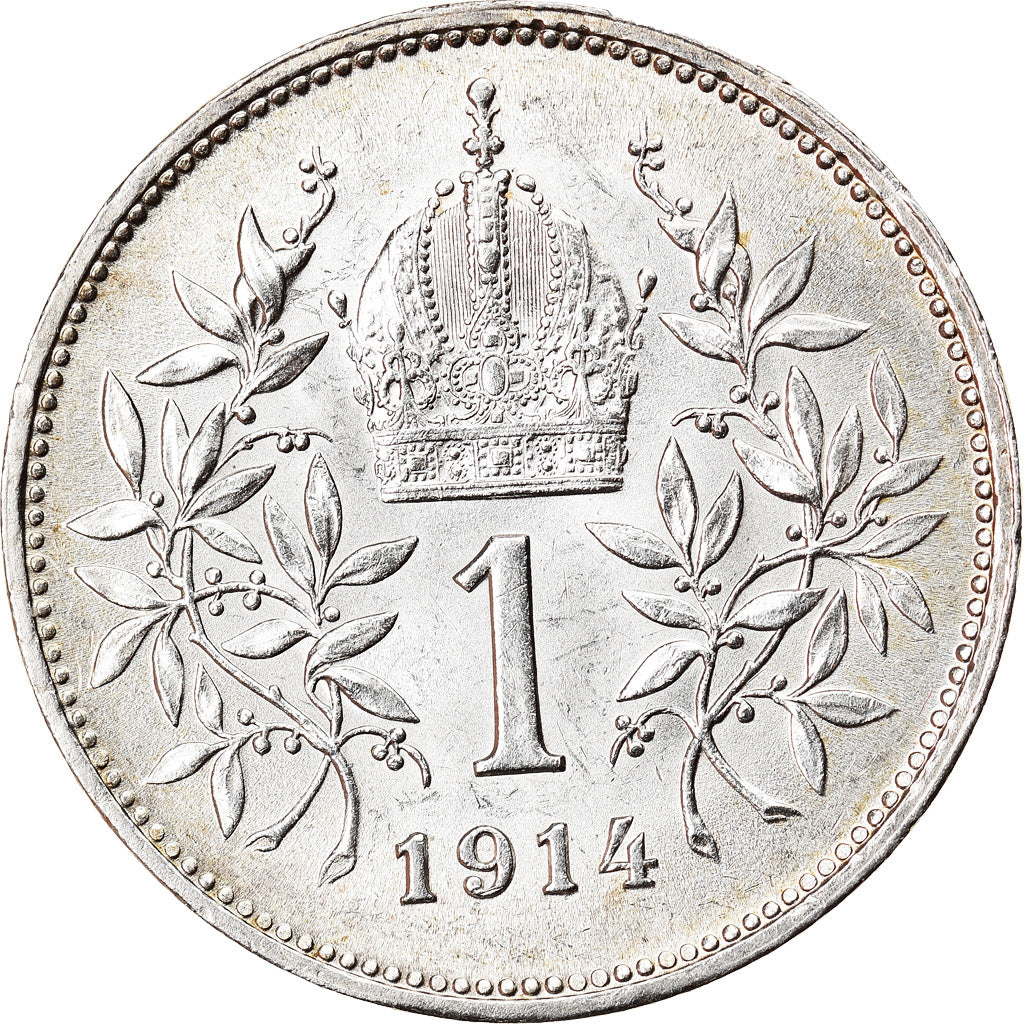 Moeda, Áustria, Franz Joseph I, Corona, 1914, MS(60-62), Prata, KM:2820