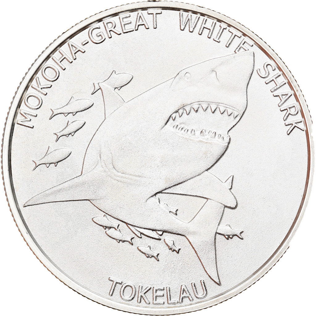 Monnaie, Tokelau, Mokoha-Great White Shark, 5 Dollars, 2015, 1 Oz, FDC, Argent