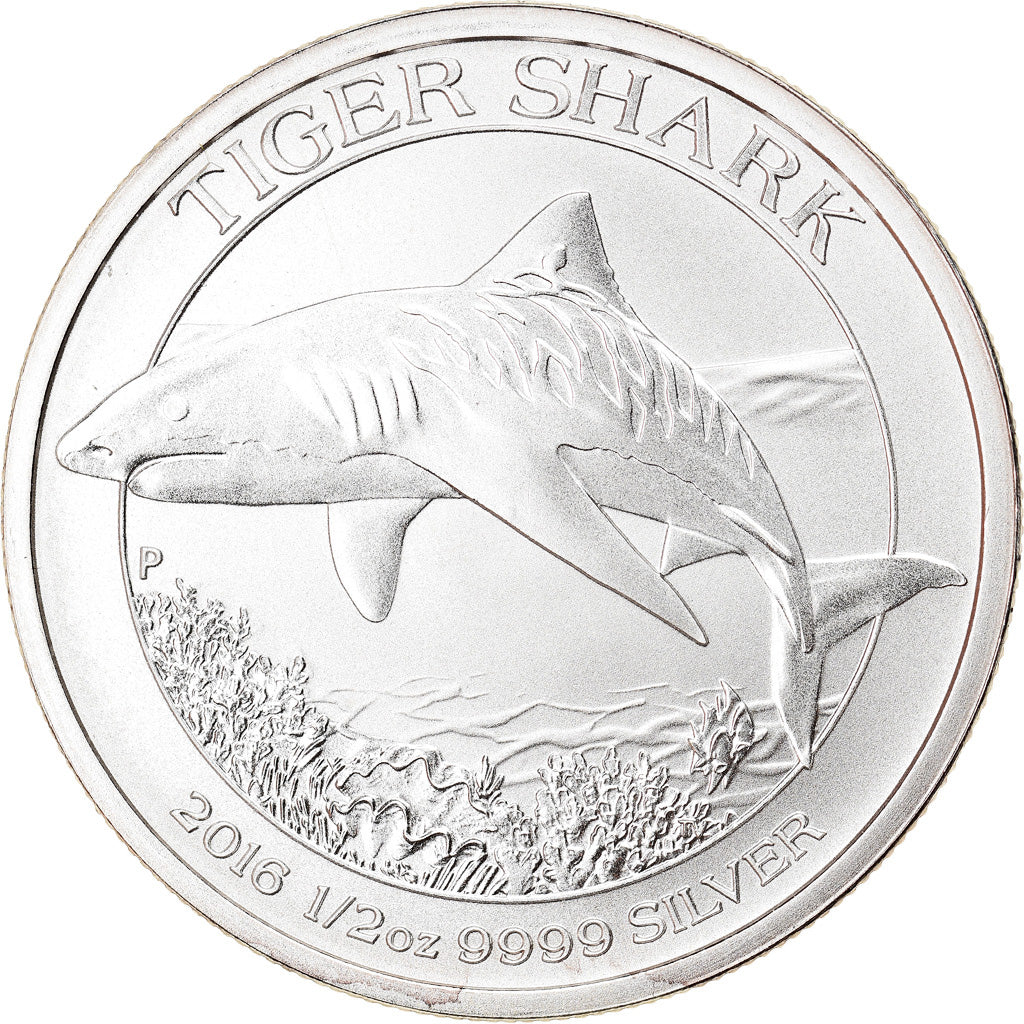 Coin, Australia, Tiger Shark, 50 Cents, 2016, 1/2 Oz, MS(65-70), Silver