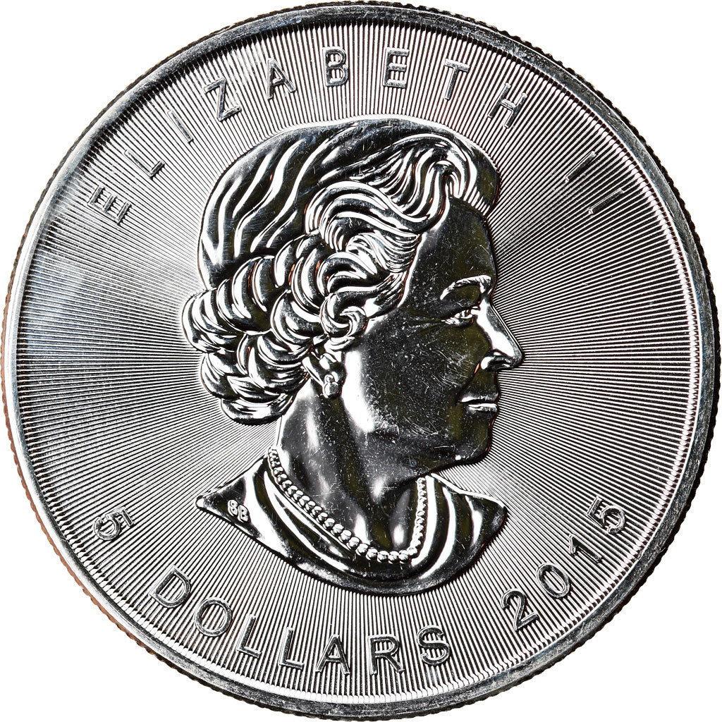 Moneta, Canada, Maple Leaf, 5 Dollars, 2015, 1 Oz, FDC, Argento