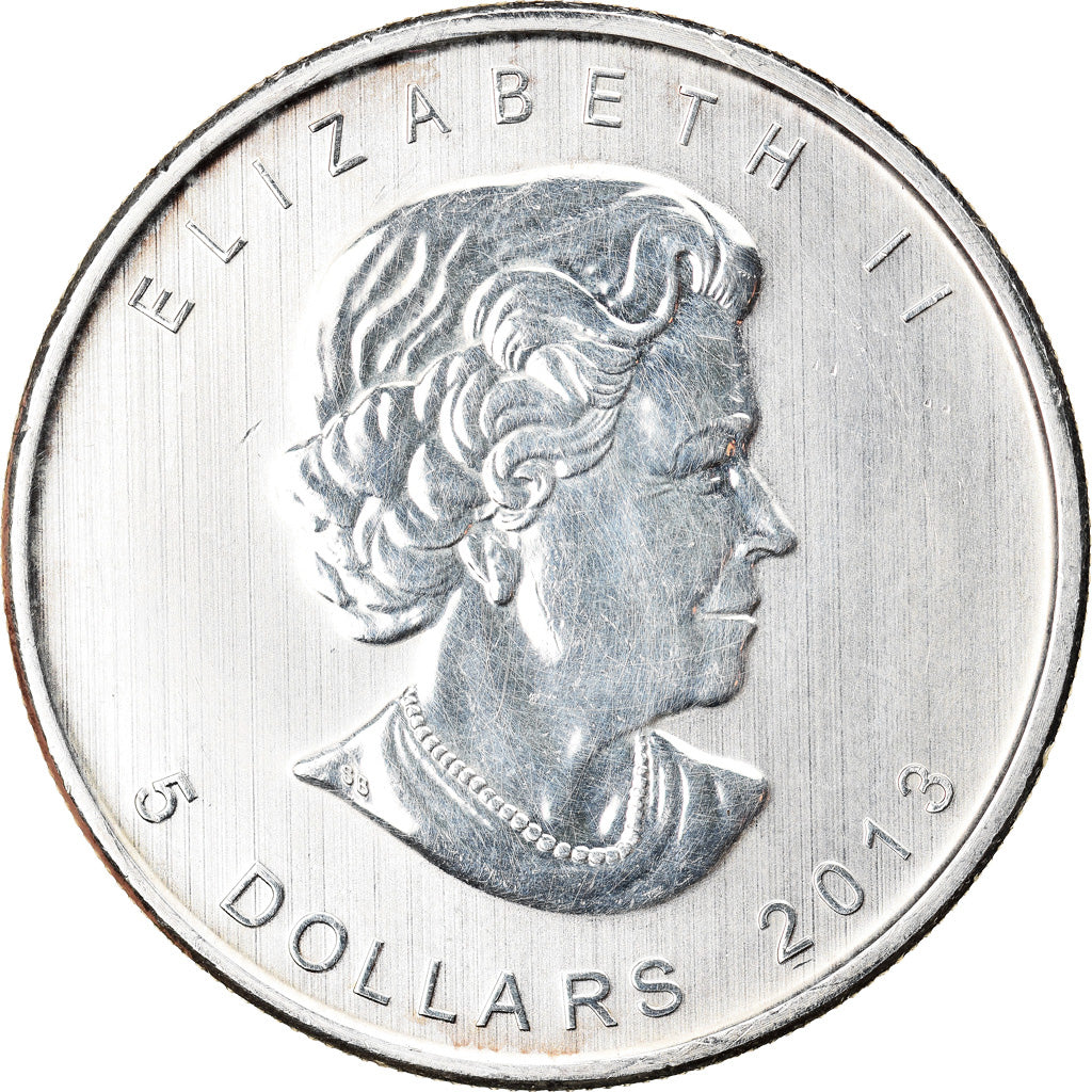 Coin, Canada, Maple Leaf, 5 Dollars, 2013, 1 Oz, AU(55-58), Silver