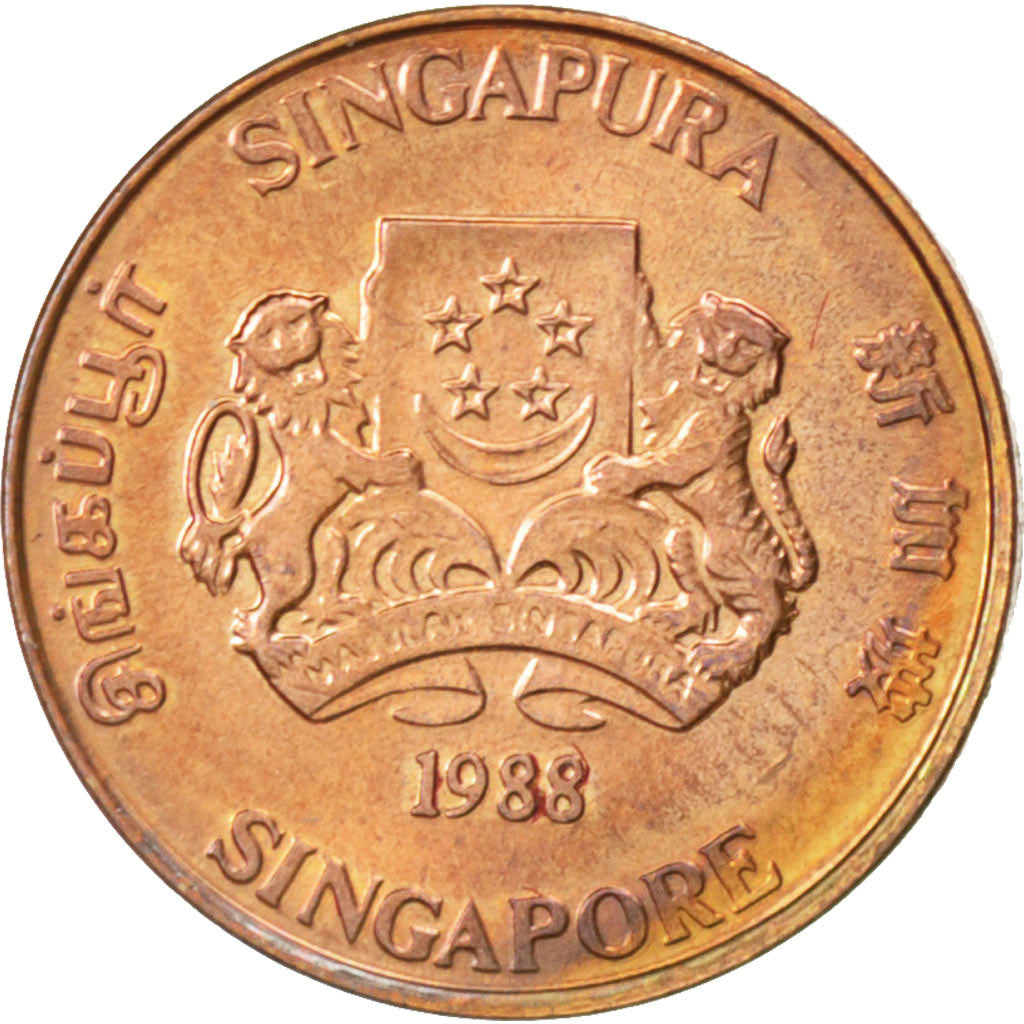 Coin, Singapore, Cent, 1988, MS(63), Bronze, KM:49