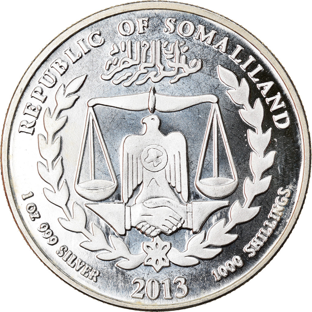 Munten, Somaliland, Year of the Snake, 1000 Shillings, 2013, FDC, Zilver