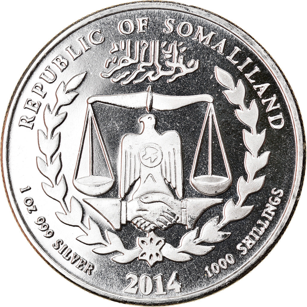 Monnaie, Somaliland, Année du Cheval, 1000 Shillings, 2014, FDC, Argent