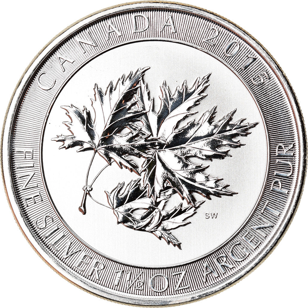 Moneta, Canada, Elizabeth II, Maple Leaves, 8 Dollars, 2015, 1-1/2 Oz, FDC