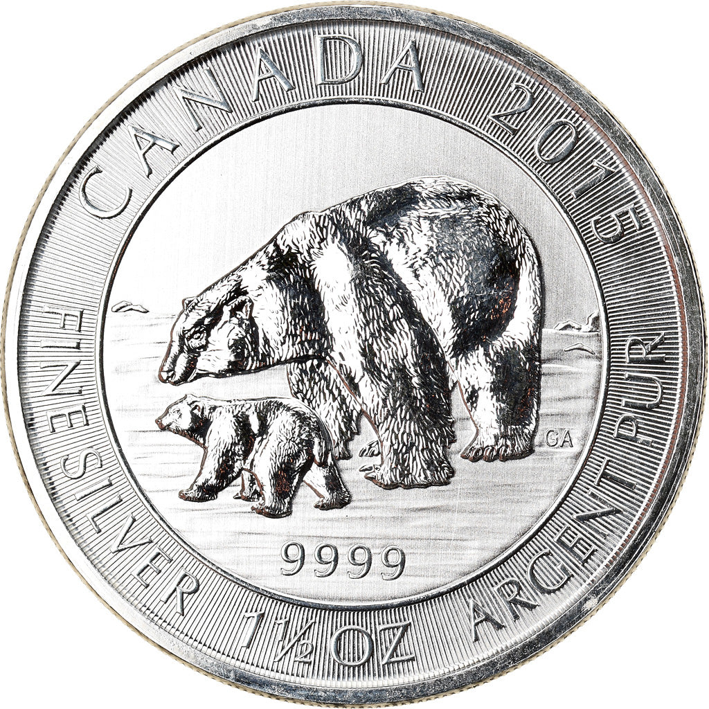 Moneta, Canada, Elizabeth II, Polar Bear, 8 Dollars, 2015, 1-1/2 Oz, FDC