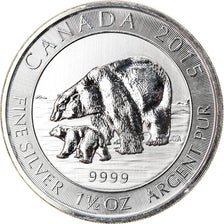 Moneta, Canada, Elizabeth II, Polar Bear, 8 Dollars, 2015, 1-1/2 Oz, FDC