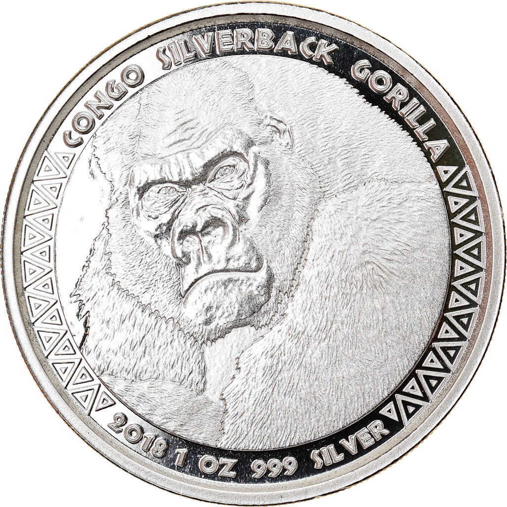 Münze, Congo Republic, Congo Silverback Gorilla, 5000 Francs CFA, 2018, STGL