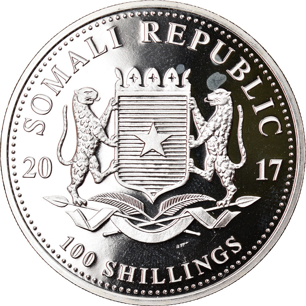 Münze, Somalia, Elephant, 100 Shillings, 2017, 1 Oz, STGL, Silber