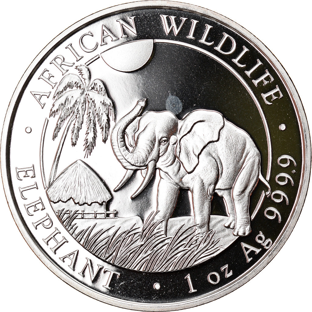 Moneta, Somalia, Elephant, 100 Shillings, 2017, 1 Oz, FDC, Argento
