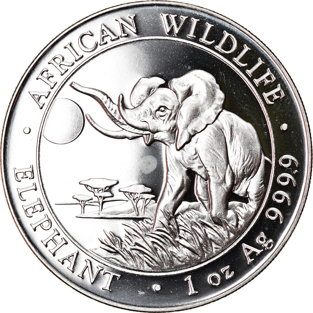 Moneta, Somalia, Elephant, 100 Shillings, 2016, 1 Oz, FDC, Argento