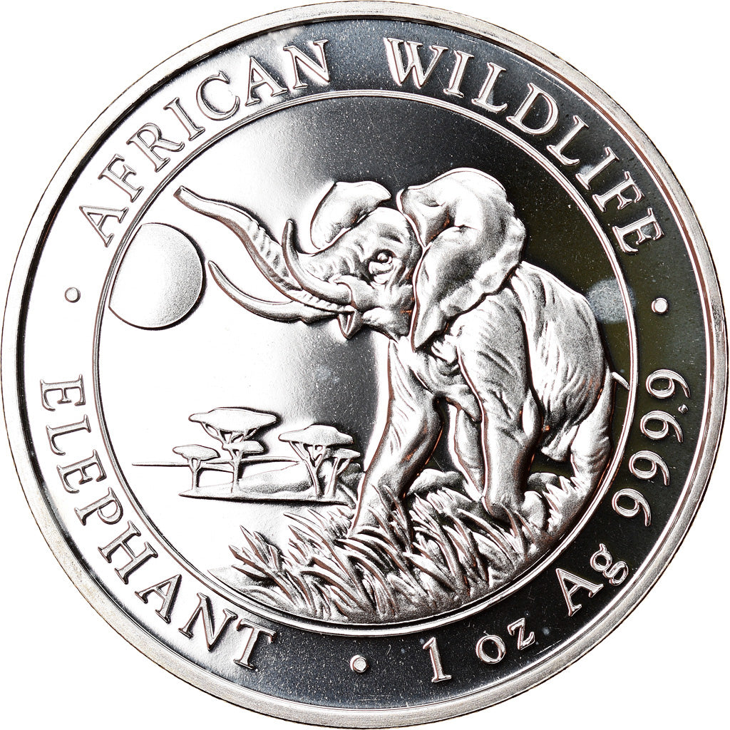 Moneta, Somalia, Elephant, 100 Shillings, 2016, 1 Oz, FDC, Argento