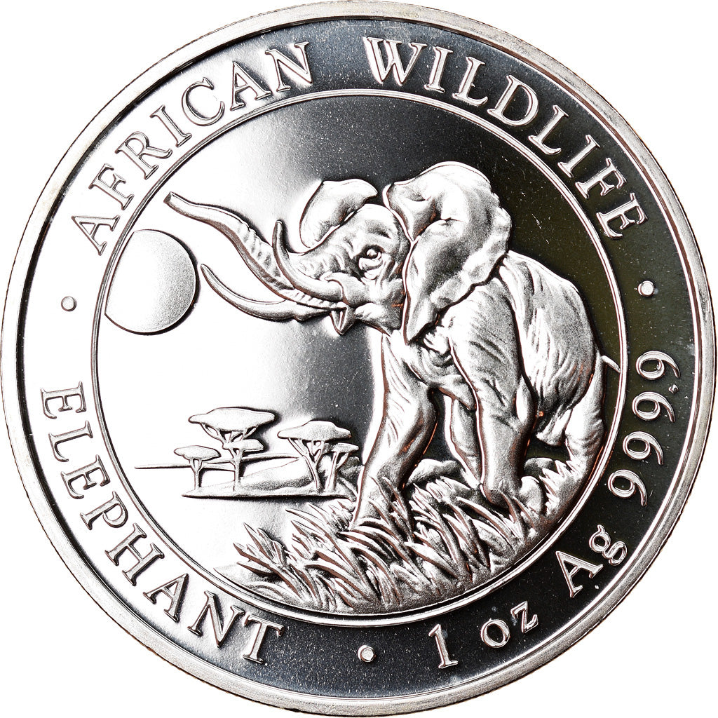 Moneta, Somalia, Elephant, 100 Shillings, 2016, 1 Oz, FDC, Argento