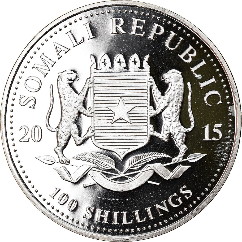 Münze, Somalia, Elephant, 100 Shillings, 2015, 1 Oz, STGL, Silber