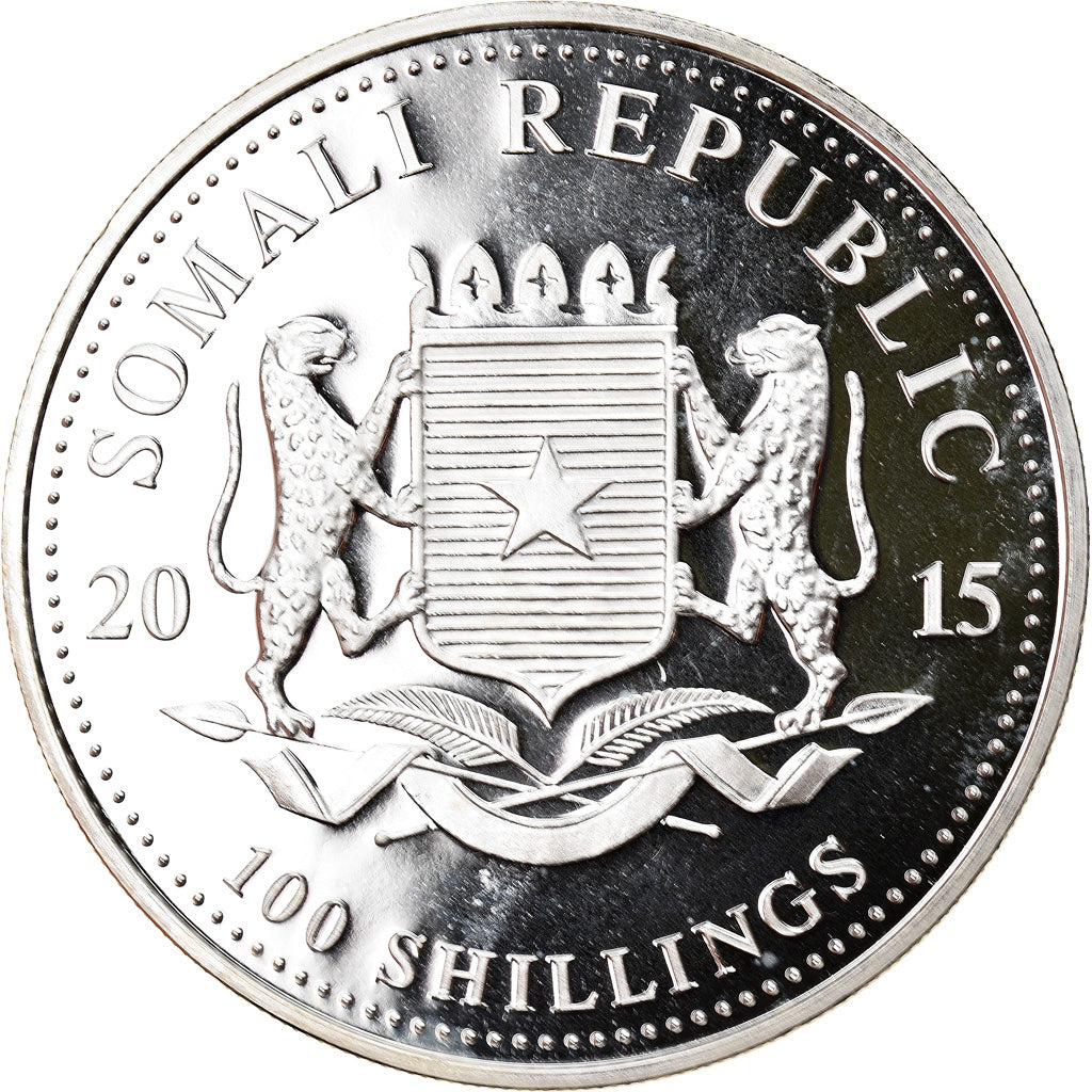 Münze, Somalia, Elephant, 100 Shillings, 2015, 1 Oz, STGL, Silber