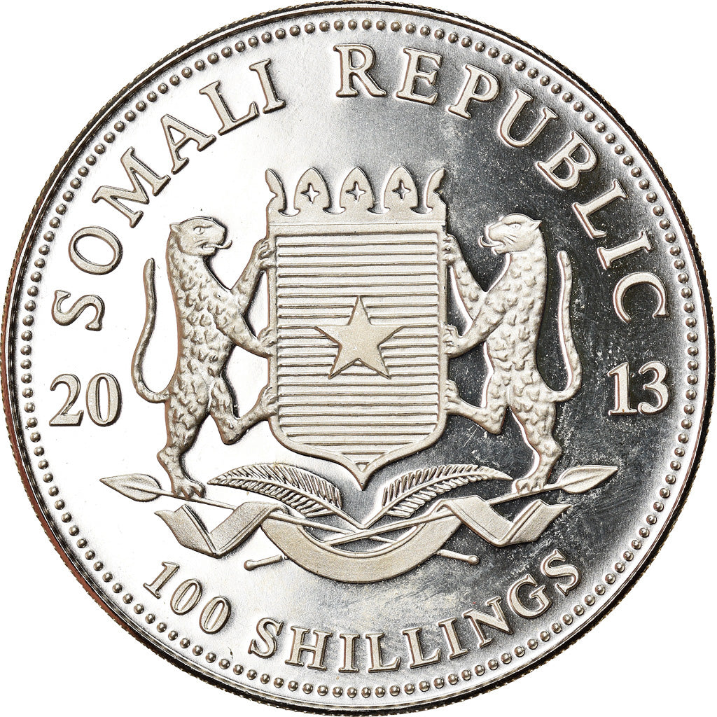 Monnaie, Somalie, Elephant, 100 Shillings, 2013, 1 Oz, FDC, Argent