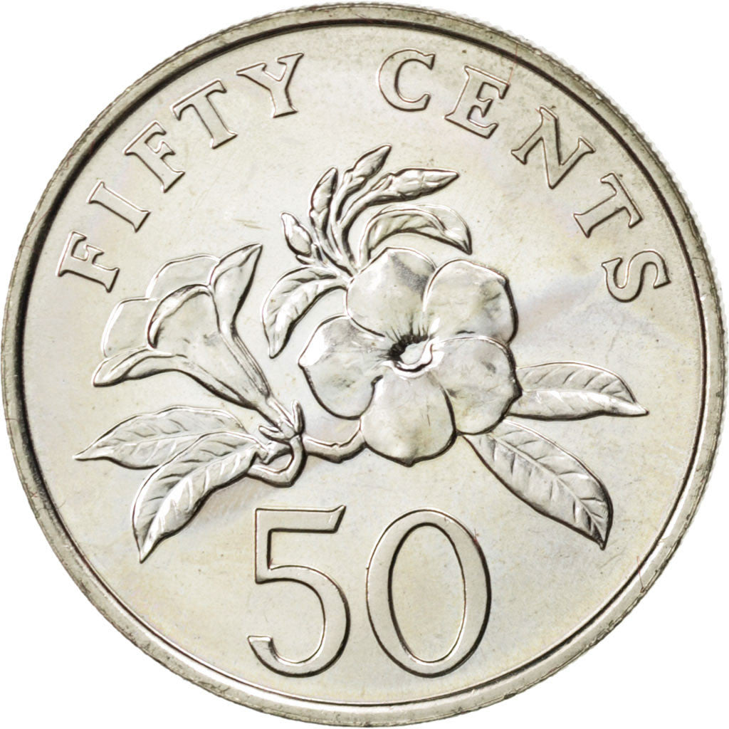 Coin, Singapore, 50 Cents, 1988, MS(63), Copper-nickel, KM:53.1