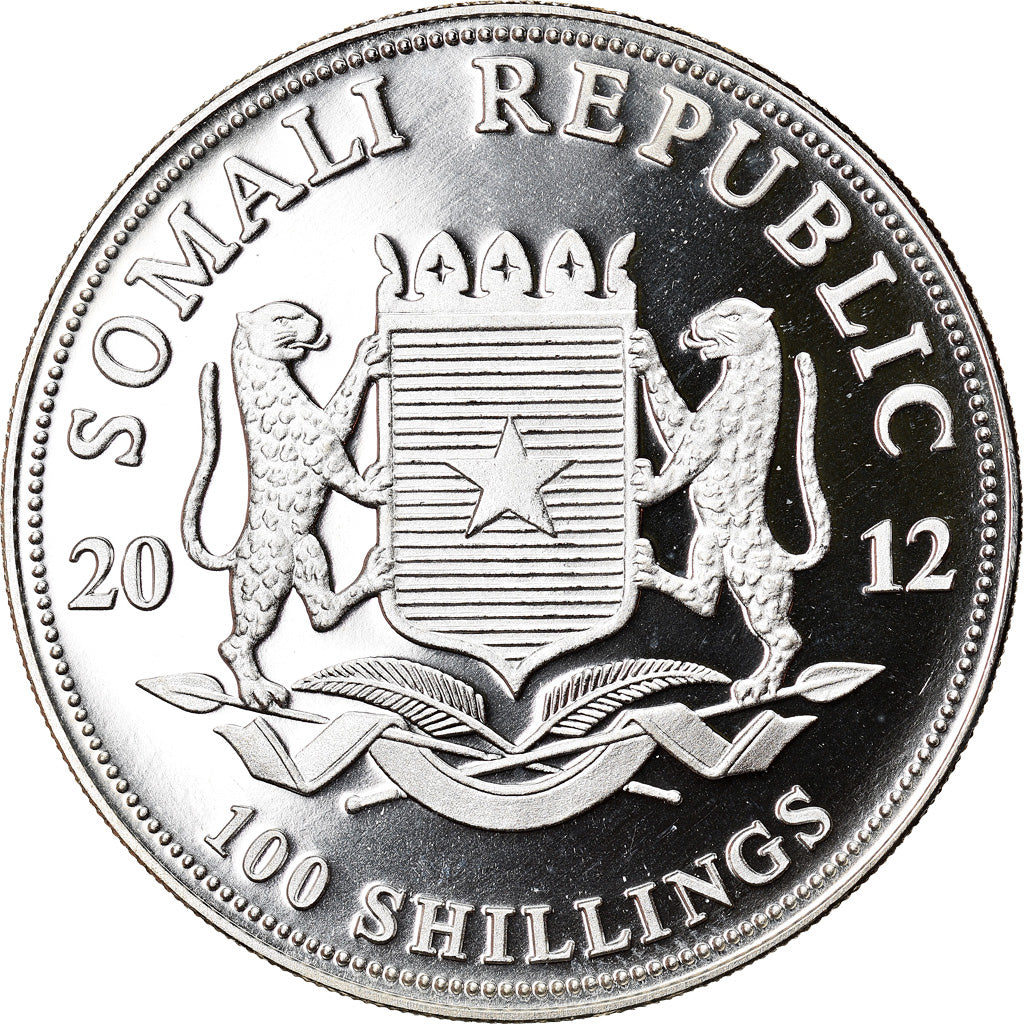 Münze, Somalia, Elephant, 100 Shillings, 2012, 1 Oz, STGL, Silber