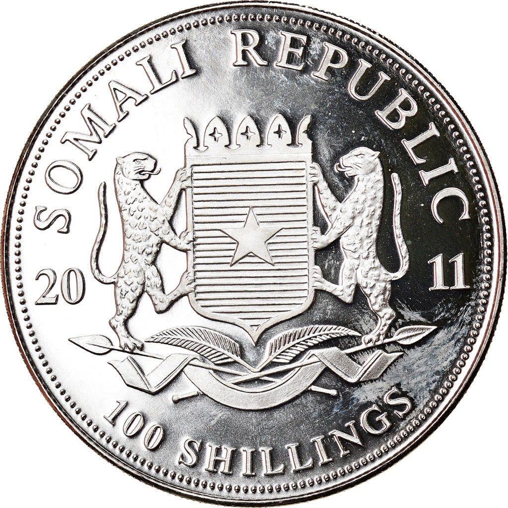 Münze, Somalia, Elephant, 100 Shillings, 2011, 1 Oz, STGL, Silber
