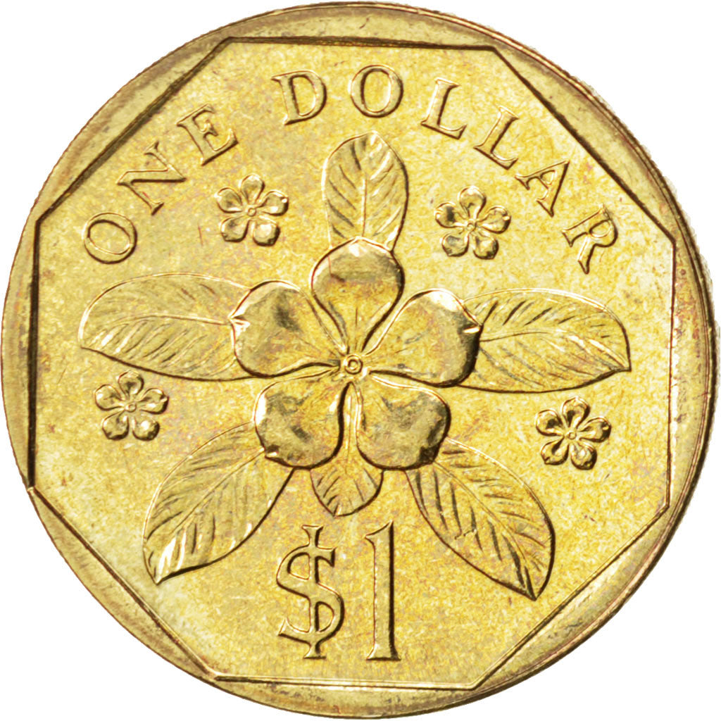 SINGAPORE, Dollar, 1988, British Royal Mint, KM #54b, MS(63), Aluminum-Bronze,..