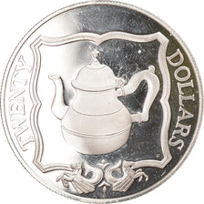 Moneta, ISOLE VERGINI BRITANNICHE, Elizabeth II, Teapot, 20 Dollars, 1985