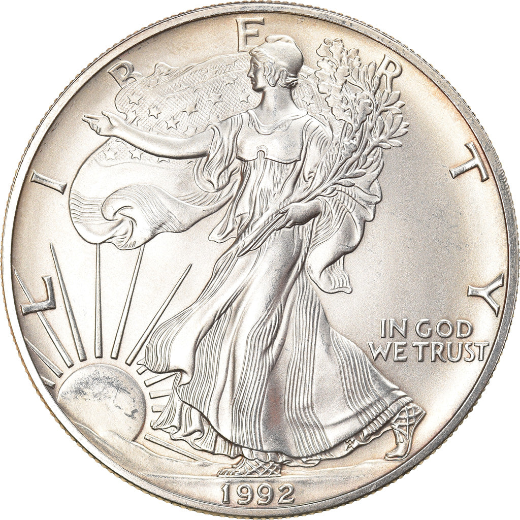 Münze, Vereinigte Staaten, Silver Eagle, Dollar, 1992, 1 Oz, VZ+, Silber